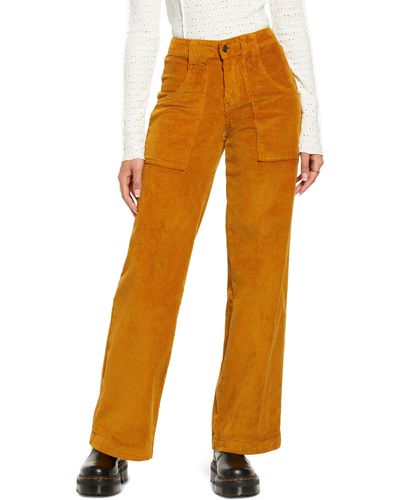 BP. Wide Leg Stretch Cotton Corduroy Pants In Brown Buckthorn At Nordstrom Rack - Orange