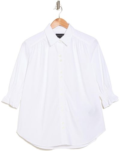 Premise Studio Smocked Ruffle Shirt - White