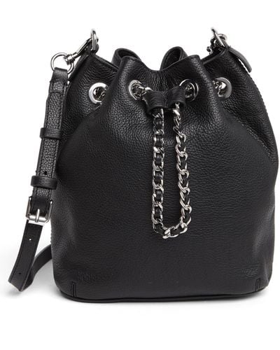 Rebecca Minkoff Chain Drawstring Leather Bucket Bag - Black