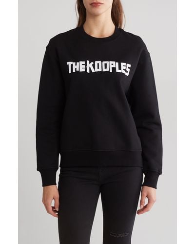 The Kooples Cotton Crewneck Graphic Sweatshirt - Black