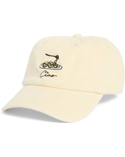 Frasier Sterling Embroidered Ciao Pasta Baseball Cap - Natural