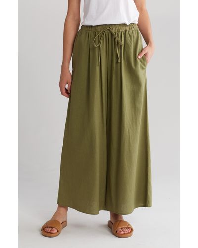 Vince Camuto Linen Blend Cropped Pants - Green