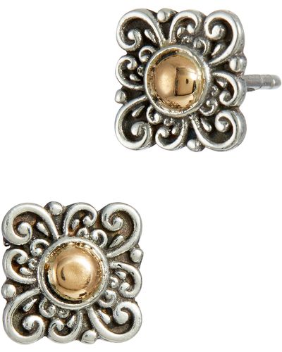 Savvy Cie Jewels 18k Gold Plated Sterling Silver Artisan Stud Earrings - White