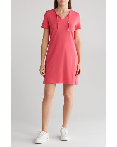 Calvin Klein Split Neck T-shirt Dress - Red