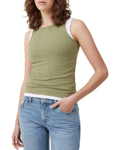 Cotton On The One Variegated Rib Tank - Green