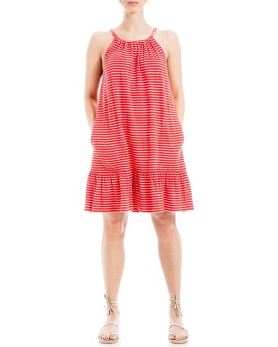 Max Studio Stripe Knit Dress - Red