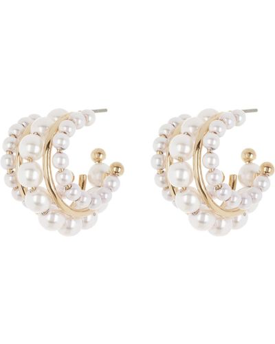 Cara Imitation Pearl Triple Hoop Earrings - Multicolor