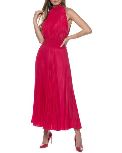 Marina Pleated Midi Dress - Red