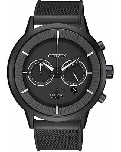 Citizen Wr-100 Chronograph Silicone Strap Watch - Black