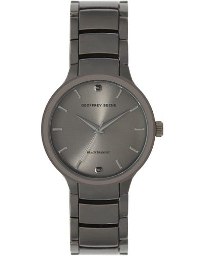Geoffrey Beene Classic Black Diamond Bracelet Watch - Gray