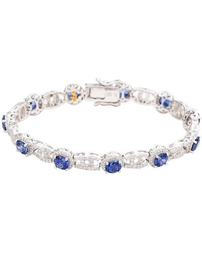 Suzy Levian Sapphire & Lab Created White Sapphire Tennis Bracelet - Blue