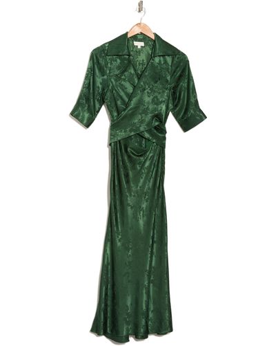 Ronny Kobo Carol Collared Faux Wrap Maxi Dress In Green At Nordstrom Rack