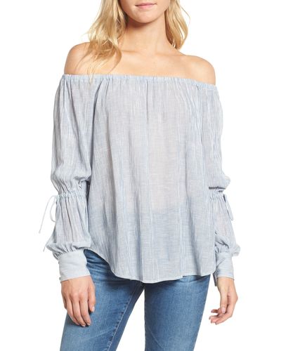 AG Jeans Tallulah Off The Shoulder Blouse - Gray