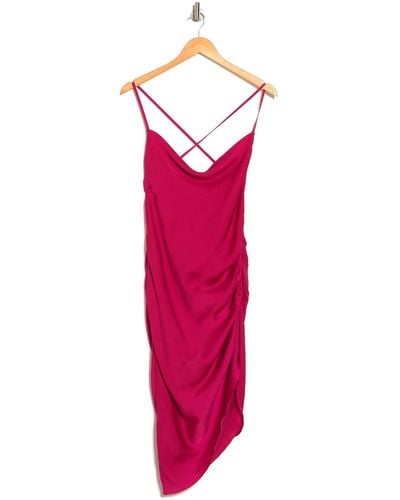 Lush Asymmetrical Ruched Dress In Hibiscus At Nordstrom Rack - Red
