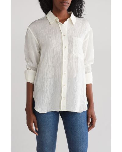 Lulus Modern Sensibility Gauze Button-up Shirt - White