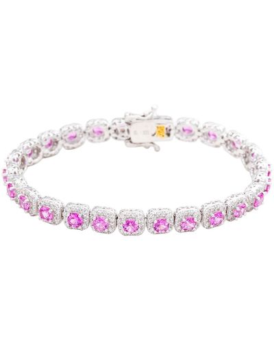 Suzy Levian Sapphire & Lab Created White Sapphire Tennis Bracelet - Pink