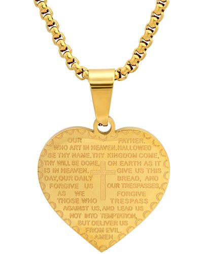 HMY Jewelry Stainless Steel Prayer Pendant Necklace - Metallic