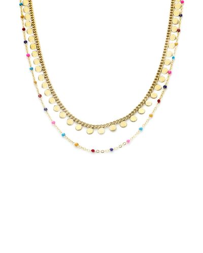 Panacea Circle Chain Layered Necklace - Metallic