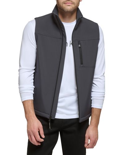 Calvin Klein Mock Neck Soft Shell Vest - Gray