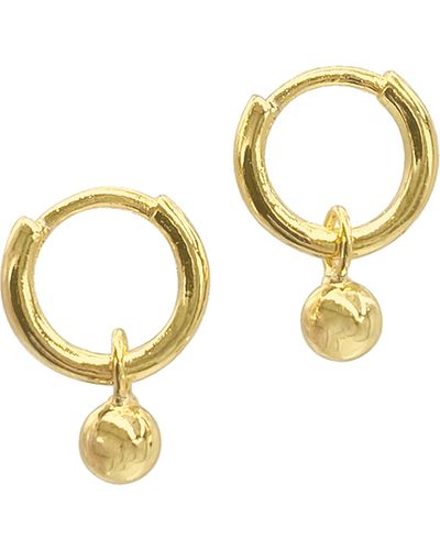 Adornia 14k Gold Plated Ball Drop Huggie Hoop Earrings - Metallic