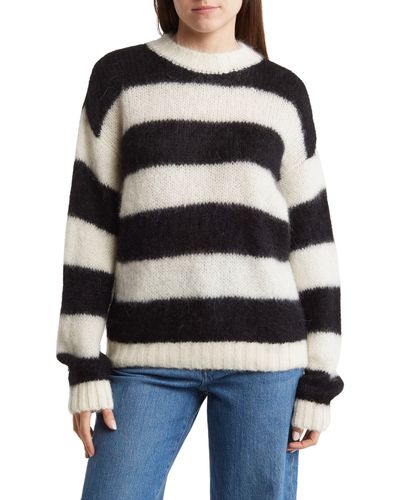 Mother The Sweater Stripe Pullover Sweater - Black