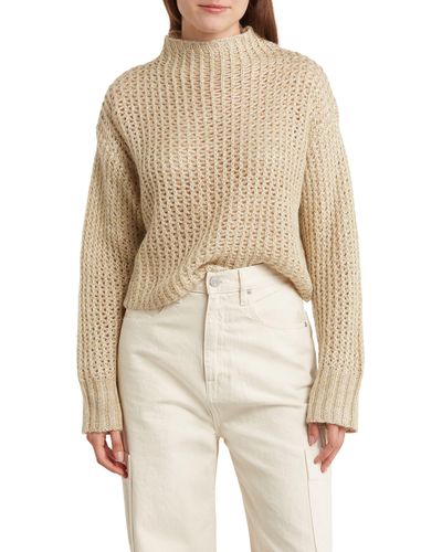 Blu Pepper Open Knit Crop Pullover Sweater - Natural