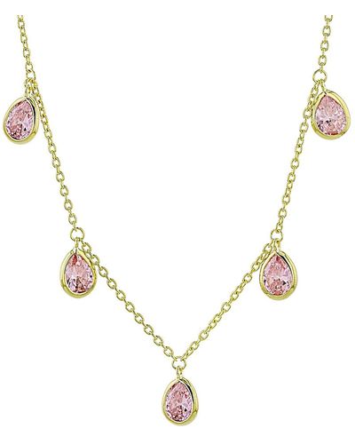 Judith Ripka Clad Pear Shape Cz Station Necklace - Metallic