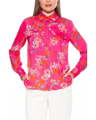 Alexia Admor Long Sleeve Button-up Shirt - Pink