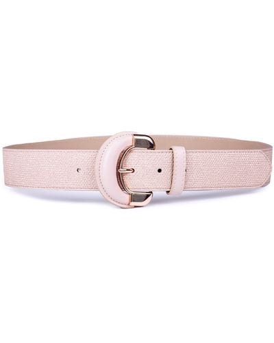 Linea Pelle Mixed Buckle Embossed Belt - Pink