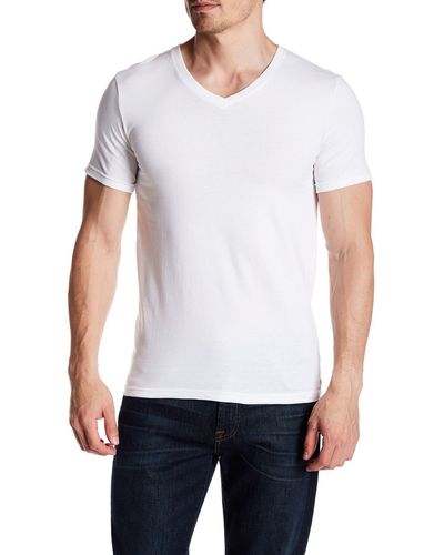 Nordstrom Stretch Cotton Trim Fit V-neck T-shirt - White