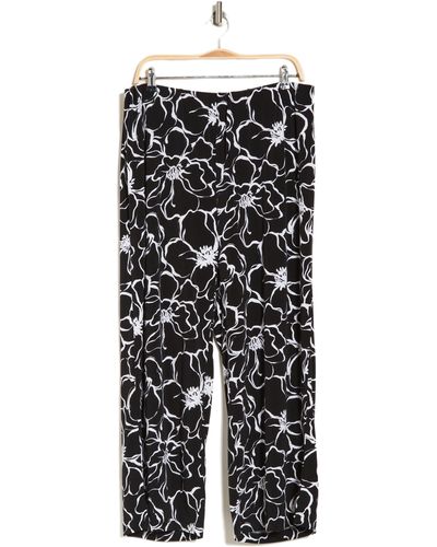 Adrianna Papell Floral Crepe Pants - Black