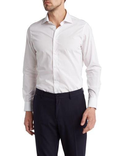 Class Roberto Cavalli Comfort Fit Solid Dress Shirt - White