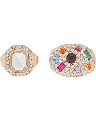 Melrose and Market Set Of 2 Crystal Embellished Dome Rings - White