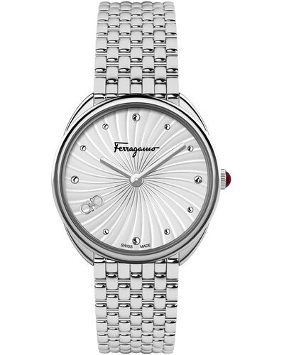 Ferragamo Stainless Steel Woven Bracelet Watch - Metallic