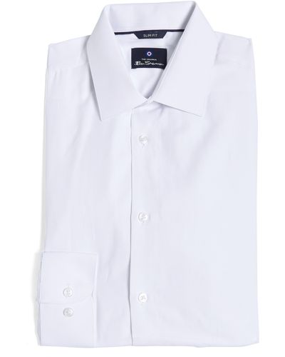 Ben Sherman Solid Slim Fit Dress Shirt - White