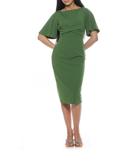 Alexia Admor Ariah Flutter Sleeve Sheath Dress - Green