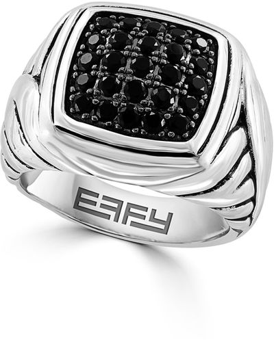 Effy Sterling Silver Pavé Black Spinel Signet Ring