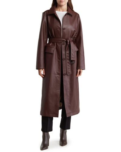 Rebecca Minkoff Faux Leather Trench Coat - Brown