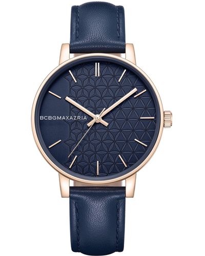 BCBGMAXAZRIA Classic Leather Strap Watch - Blue