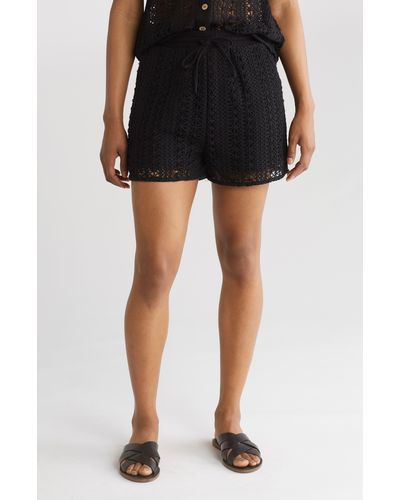 Blu Pepper Lace Drawstring Shorts - Black