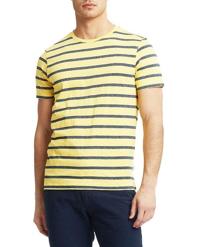 Lindbergh Striped Slub Short Sleeve T-shirt - Yellow