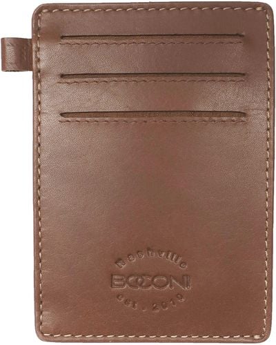 Boconi Stitched Rfid Leather Card Case - Brown