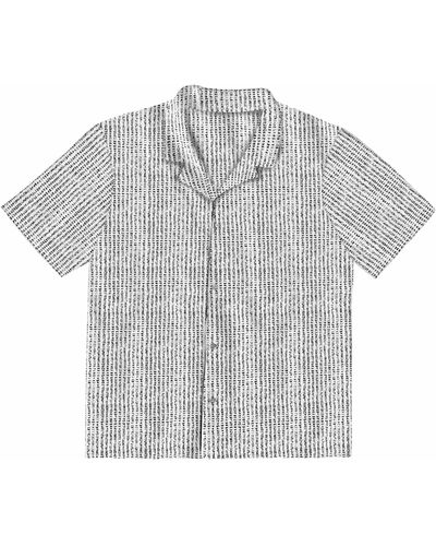 FLEECE FACTORY Checkbox Short Sleeve Stretch Button-up Shirt - Gray