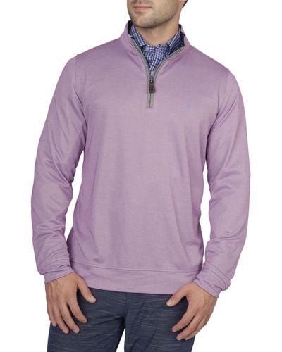 Tailorbyrd Solid & Mélange Modal Blend Quarter Zip Pullover - Purple
