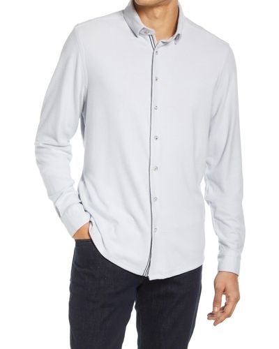 Stone Rose Drytouch Solid Fleece Button-up Shirt - White