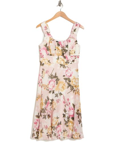 Connected Apparel Pleated Chiffon Dress - Natural