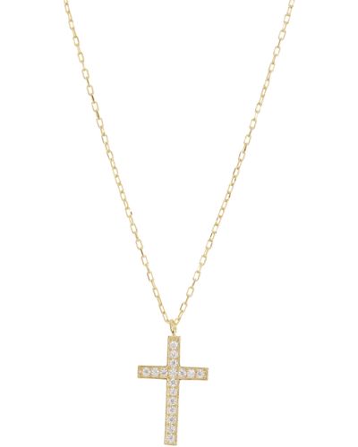 Argento Vivo Sterling Silver Cz Cross Pendant Necklace - Metallic