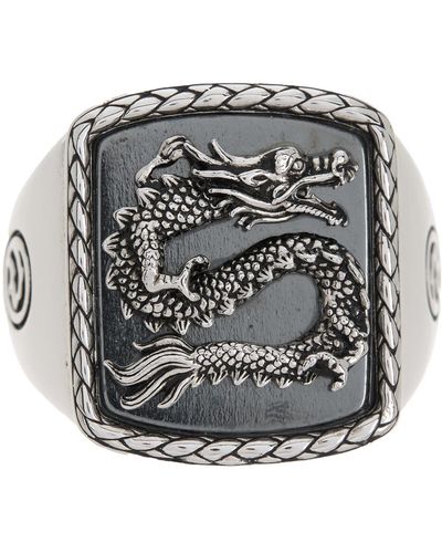 Effy Sterling Silver Hematite Dragon Signet Ring - Gray