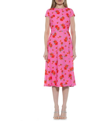 Alexia Admor Lily Thigh Slit Midi Dress - Pink
