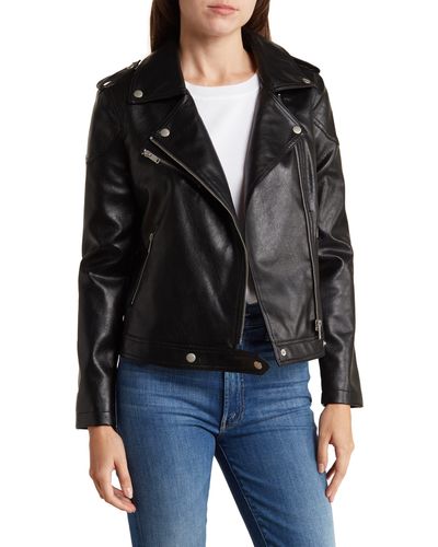 Nanette Lepore Faux Leather Moto Jacket - Black